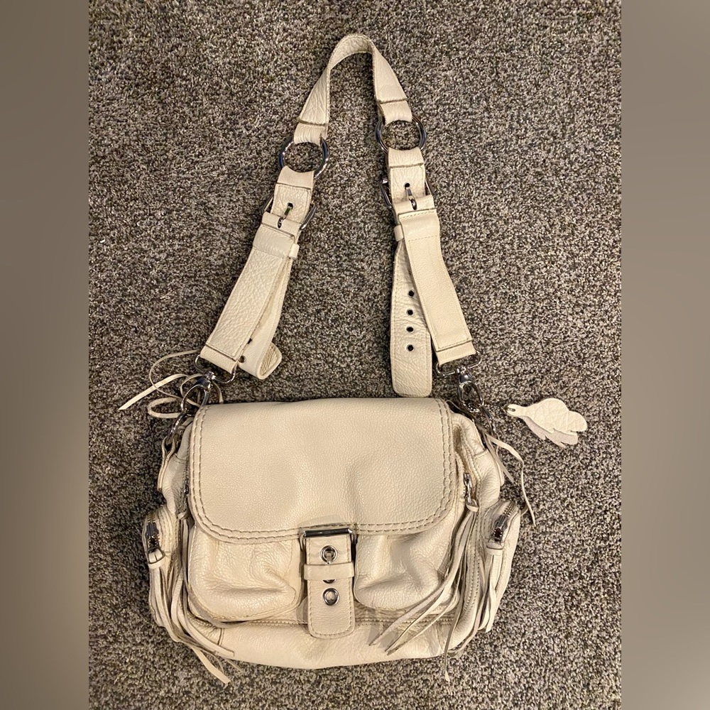 Roots white real leather purse